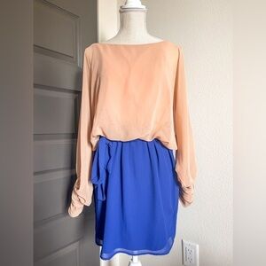 Lush Cold Shoulder Sheer Long Sleeve Dress, Size L